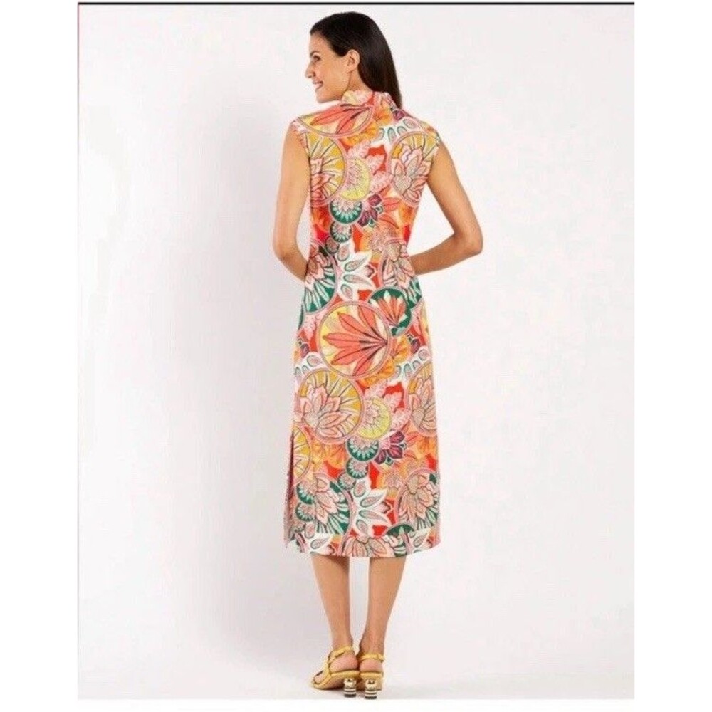 Jude Connally Kristen Maxi Dress Gilded Jude Cloth Stained Glass Coral Gold XS - Picture 2 of 11